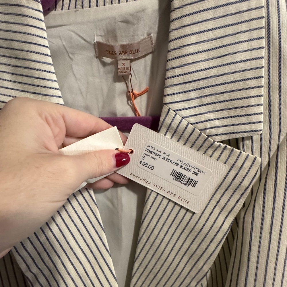 Skies Are Blue Striped Blazer - Cream and Navy